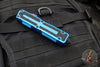 Microtech Scarab II- Gen III- Double Edge- Blue Handle- Black Plain Edge Blade 1280-1 BL