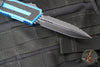 Microtech Scarab II- Gen III- Double Edge- Blue Handle- Black Full Serrated Edge Blade 1280-3 BL