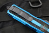 Microtech Scarab II- Gen III- Double Edge- Blue Handle- Black Full Serrated Edge Blade 1280-3 BL