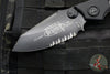 Vintage 2011 Microtech Select Fire- Manual- Tactical- Black Handle- Black Part Serrated Blade 129-2 T