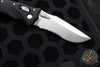 Microtech Knives- Amphibian Ram-Lok Folder- Fluted Black Aluminum Handle- Stonewash Part Serrated Edge Blade 137RL-11 FL