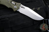 Microtech Knives- Amphibian Ram-Lok Folder- Fluted OD Green G-10 Handle- Stonewash Plain Edge Blade 137RL-10 FLGTOD