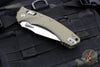 Microtech Knives- Amphibian Ram-Lok Folder- Fluted OD Green G-10 Handle- Stonewash Plain Edge Blade 137RL-10 FLGTOD