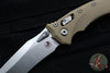 Microtech Knives- Amphibian Ram-Lok Folder- Fluted Tan G-10 Handle- Stonewash Plain Edge Blade 137RL-10 FLGTTA
