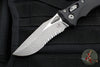 Microtech Knives- Amphibian Ram-Lok Folder- Fluted Black Aluminum Handle- Apocalyptic Part Serrated Edge Blade 137RL-11 APFL