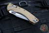 Microtech Knives- Amphibian Ram-Lok Folder- Fluted Tan G-10 Handle- Apocalyptic Part Serrated Edge Blade 137RL-11 APFLGTTA