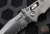 Microtech Knives- Amphibian Ram-Lok Folder- Fluted Carbon Fiber Handle- Black DLC Part Serrated Edge Blade 137RL-2 DLCTFLCFS