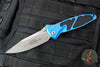 Microtech Socom Elite- Single Edge- Manual Folder- Blue Handle- Apocalyptic plain edge Blade 160-10 APBL