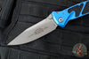 Microtech Socom Elite- Single Edge- Manual Folder- Blue Handle- Apocalyptic plain edge Blade 160-10 APBL