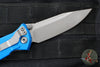 Microtech Socom Elite- Single Edge- Manual Folder- Blue Handle- Apocalyptic plain edge Blade 160-10 APBL