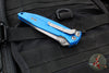 Microtech Socom Elite- Single Edge- Manual Folder- Blue Handle- Apocalyptic plain edge Blade 160-10 APBL