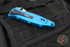 Microtech Socom Elite- Manual Folder- Single Edge- Blue Handle- Two-tone Black Blade 160-1 BL