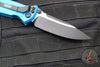 Microtech Socom Elite- Manual Folder- Single Edge- Blue Handle- Two-tone Black Blade 160-1 BL