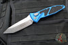 Microtech Socom Elite- OTS Auto Knife- Tanto Edge- Blue Handle- Stonewash Blade 161A-10 BL