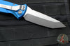 Microtech Socom Elite- OTS Auto Knife- Tanto Edge- Blue Handle- Stonewash Blade 161A-10 BL