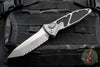Microtech Socom Elite OTS Auto- Tanto Edge- Natural Clear Finished Handle- Apocalyptic Full Serrated Blade 161A-12 APNC