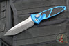 Microtech Socom Elite OTS Knife- Tanto Edge- Blue Handle- Stonewash Full Serrated Blade 161A-12 BL