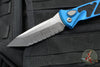 Microtech Socom Elite OTS Knife- Tanto Edge- Blue Handle- Stonewash Full Serrated Blade 161A-12 BL