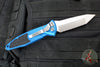 Microtech Socom Elite OTS Knife- Tanto Edge- Blue Handle- Stonewash Full Serrated Blade 161A-12 BL