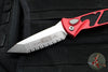 Microtech Socom Elite OTS Knife- Tanto Edge- Red Handle- Stonewash Full Serrated Blade 161A-12 RD