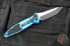 Microtech Socom Elite- Tanto Edge- OTS Auto- Blue Handle- Black Plain Edge Blade 161A-1 BL