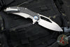 Microtech Matrix- Titanium And Carbon Fiber Handle- Hand Rubbed Satin Finished Blade- Blue Titanium Pivot Collar 165C-4 CFTI