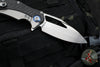 Microtech Matrix- Titanium And Carbon Fiber Handle- Hand Rubbed Satin Finished Blade- Blue Titanium Pivot Collar 165C-4 CFTI