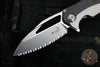 Microtech Matrix- Titanium And Carbon Fiber Handle- Bead Blast Finished Full Serrated Blade- Bronze Titanium Pivot Collar 165C-9 CFTI