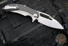 Microtech Matrix- Titanium And Carbon Fiber Handle- Bead Blast Finished Full Serrated Blade- Bronze Titanium Pivot Collar 165C-9 CFTI