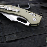 Microtech Stitch RAM LOK Knife- OD Green Fluted G-10 Handle- Apocalyptic Blade 169RL-10 APFLGTOD