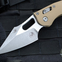 Microtech Stitch RAM LOK Knife- Tan Fluted G-10 Handle- Apocalyptic Plain Edge Blade 169RL-10 APFLGTTA