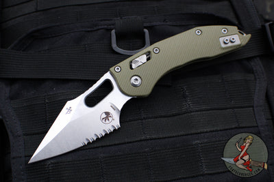 Microtech Stitch RAM LOK Knife- OD Green Fluted G-10 Handle- Stonewash Part Serrated Blade 169RL-11 FLGTOD