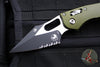 Microtech Stitch RAM LOK Knife- OD Green Fluted Aluminum Handle- Black Part Serrated Blade 169RL-2 FLOD