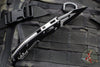Microtech Stitch RAM LOK Knife- Black Fluted Aluminum Handle- Black Part Serrated Blade 169RL-2 FL