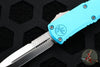 Microtech Hera II OTF Knife- MINI- Bayonet Edge- Turquoise Handle- Satin Blade 1701M-4 TQ