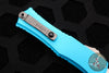 Microtech Hera II OTF Knife- MINI- Bayonet Edge- Turquoise Handle- Satin Blade 1701M-4 TQ