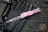 Microtech Hera II XL OTF Knife- Double Edge- Alien Purple X51 Finished Handle- Distressed Black Blade 1702-1 PUX51S