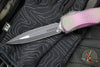 Microtech Hera II XL OTF Knife- Double Edge- Alien Purple X51 Finished Handle- Distressed Black Blade 1702-1 PUX51S