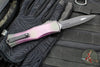 Microtech Hera II XL OTF Knife- Double Edge- Alien Purple X51 Finished Handle- Distressed Black Blade 1702-1 PUX51S