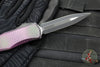 Microtech Hera II XL OTF Knife- Double Edge- Alien Purple X51 Finished Handle- Distressed Black Blade 1702-1 PUX51S