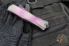 Microtech Hera II XL OTF Knife- Double Edge- Alien Purple X51 Finished Handle- Distressed Black Blade 1702-1 PUX51S