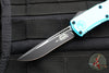 Microtech Hera II OTF Knife- MINI- Recurve Edge- Turquoise Handle- Black Blade 1705M-1 TQ