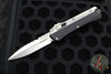 Microtech Glykon OTF Knife- Bayonet Edge- Black Handle With Bead Blast Titanium Accents and Hardware- Stonewash Part Serrated Blade 184-11