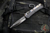 Microtech Glykon OTF Knife- Bayonet Edge- Black Handle With Tony Marfione Hand Flamed Titanium Accents and DLC Hardware- Black DLC Finished Serrated Upper Blade 184-2 DLCFA