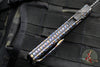 Microtech Glykon OTF Knife- Bayonet Edge- Black Handle With Tony Marfione Hand Flamed Titanium Accents and DLC Hardware- Black DLC Finished Serrated Upper Blade 184-2 DLCFA