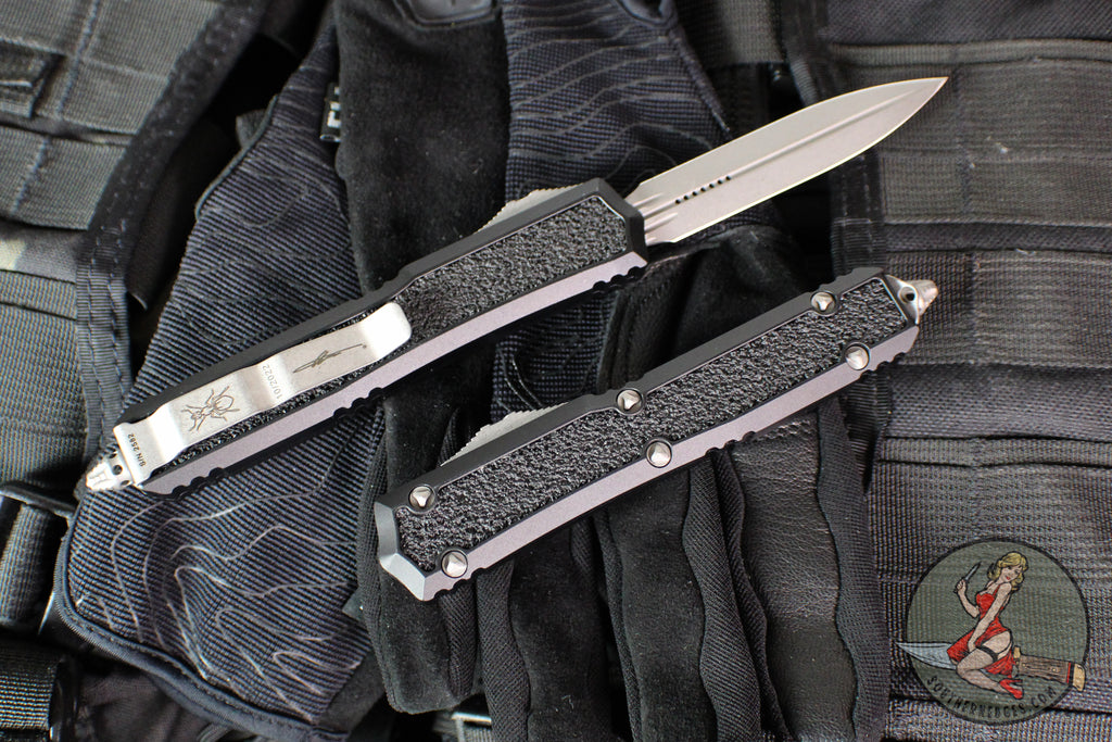 Microtech Makora- Double Edge- Black With Apocalyptic Plain Edge