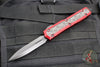 Microtech Makora- Double Edge- Red Handle- DLC Finished Bubble Inlay- Black DLC Blade And HW 206-1 DLCTRDBIS