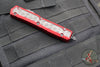 Microtech Makora- Double Edge- Red Handle- DLC Finished Bubble Inlay- Black DLC Blade And HW 206-1 DLCTRDBIS