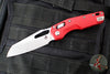 Microtech Knives- M.S.I. Ram-Lok Folder- Fluted Red Aluminum Handle- Stonewash Plain Edge Blade 210-10 FLRD