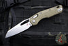 Microtech Knives- M.S.I. Ram-Lok Folder- OD Green Tri-Grip Injection Molded Handle- Stonewash Plain Edge Blade 210T-10 PMOD